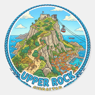 Oberer Felsen Gibraltar Runder Aufkleber