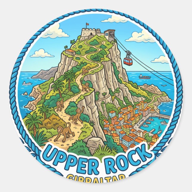 Oberer Felsen Gibraltar Runder Aufkleber (Vorderseite)