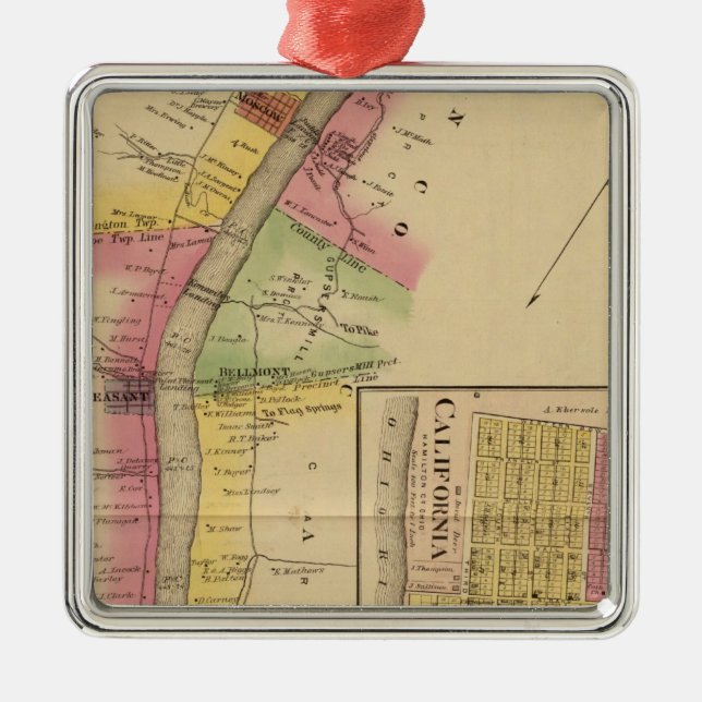 Oberer Ohio-Fluss und -Tal Silbernes Ornament (Vorne)