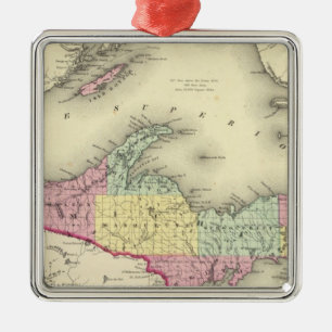 Oberer See und der nördliche Teil von Michigan Ornament Aus Metall