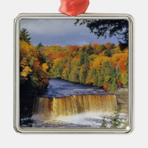 Oberer Tahquamenon-Wasserfall in UP Michigan im He Silbernes Ornament