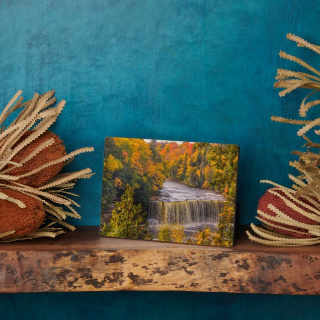Oberer Wasserfall mit Herbstfarben Fotoplatte (Seite)