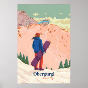 Obergurgl Snowboarden Reiseplakat Poster