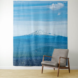 Oberhalb der Baumlinie Blauer Wald und Himmel Wandteppich