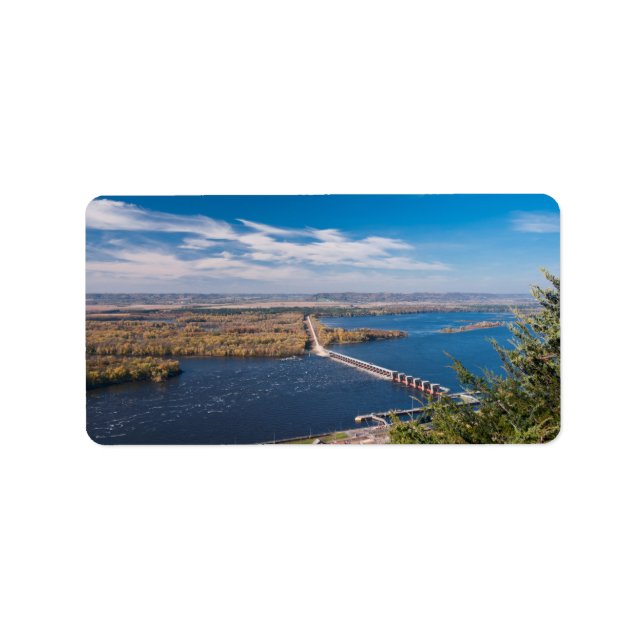 Oberhalb von Mississippi Fluss und Damm bei Alma Adressaufkleber (Vorne)