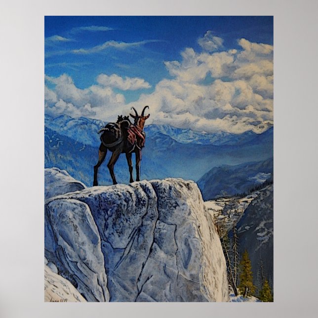 Oberhalsi, Ziege in den Bergen Poster (Vorne)