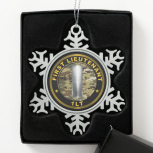 Oberleutnant 1LT Schneeflocken Zinn-Ornament