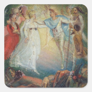 Oberon und Titania von 'einem Sommernachtstraum Quadratischer Aufkleber