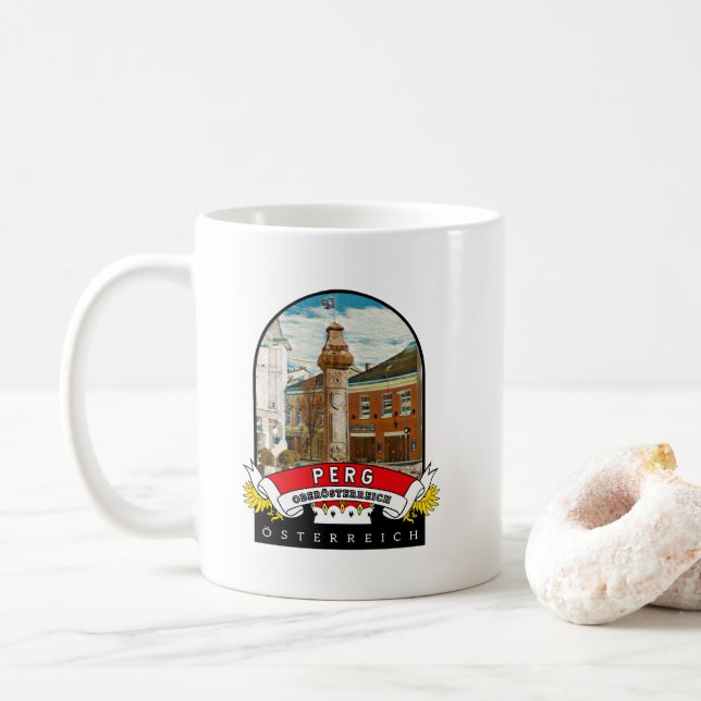 Oberösterreich Perg Österreich Souvenir Kaffeetasse (Mit Donut)