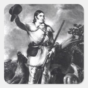 Oberst Davy Crockett Quadratischer Aufkleber