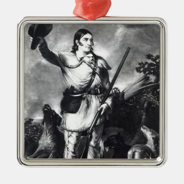 Oberst Davy Crockett Silbernes Ornament (Vorne)