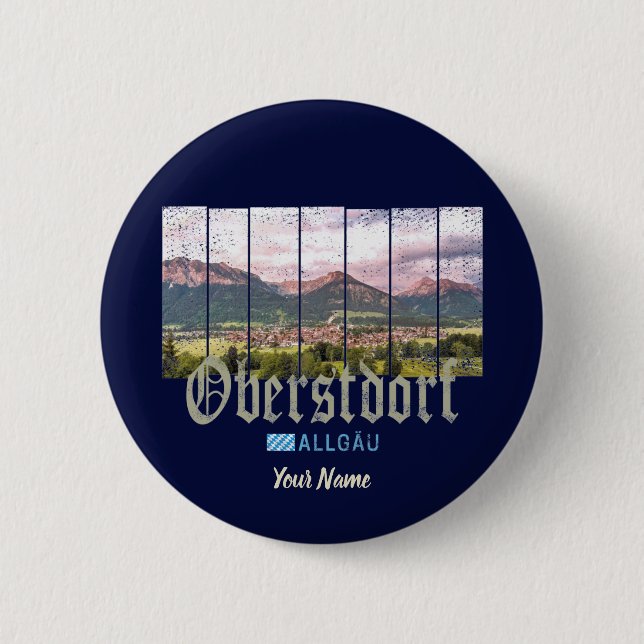 Oberstdorf Allgäu Vintag Bayern Deutschland Souven Button (Vorderseite)