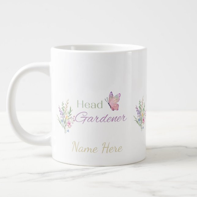 Oberster Gärtner Floral, Muttertag, Geburtstag     Jumbo-Tasse (Links)