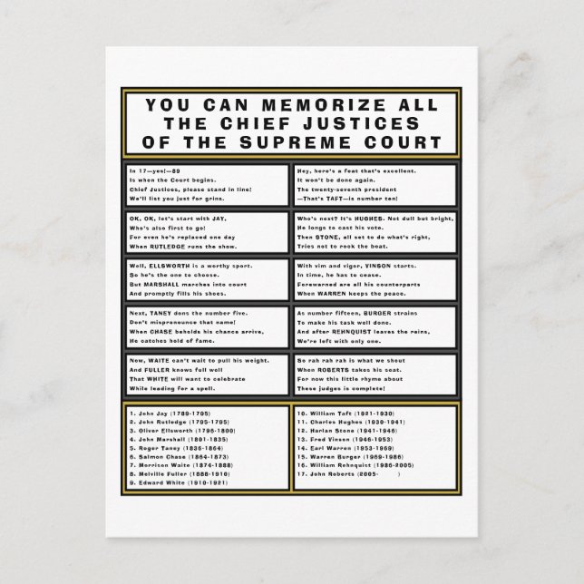 Oberster Gerichtshof Postcard Funny Chief Justice  Postkarte (Vorderseite)