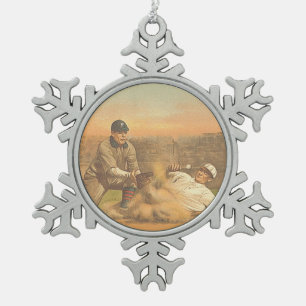 OBERSTER klassischer Baseball Schneeflocken Zinn-Ornament