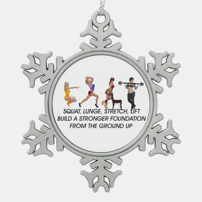 OBERSTER untersetzter Slogan Schneeflocken Zinn-Ornament (Vorderseite)