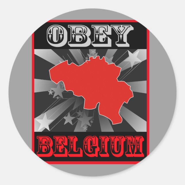 Obey Belgium Runder Aufkleber (Vorderseite)