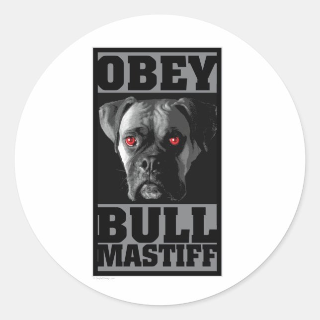 OBEY! BULLMASTIFF RUNDER AUFKLEBER (Vorderseite)