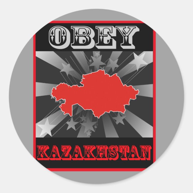 Obey Kazakhstan Runder Aufkleber (Vorderseite)