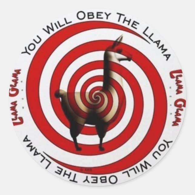Obey Llama Runder Aufkleber (Vorderseite)