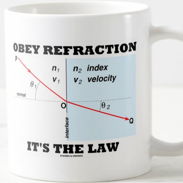Obey Refraktion Es ist das Gesetz (Optics Snell's  Kaffeetasse (Physics advice "Obey Refraction It's The Law" featuring Snell's Law)