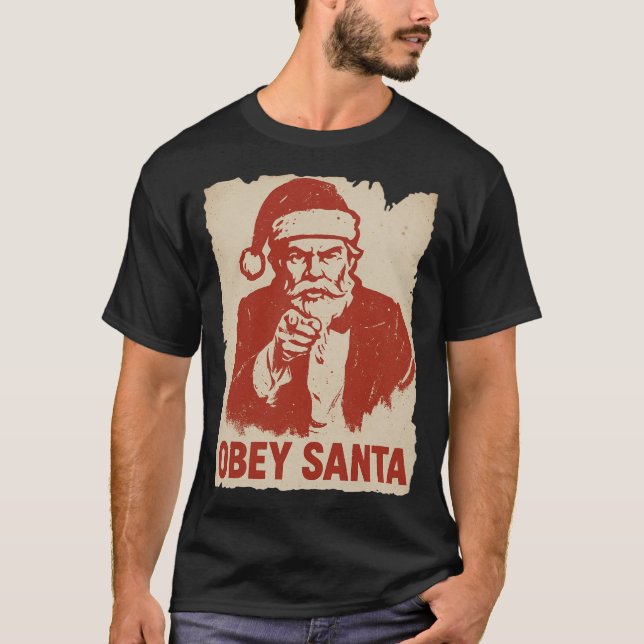Obey Santa – Funny Retro Propaganda Christmas Tee (Vorderseite)