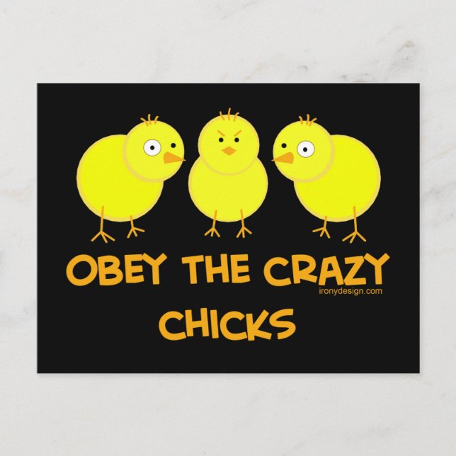 Obey The Crazy Chicks Postkarte (Vorderseite)