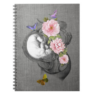 OBGYN Anatomie Floral Art Womb Babydesign 2 Notizblock