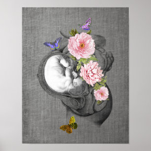 OBGYN Anatomy Floral Art Womb Babydekor Print 2 Poster