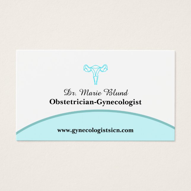 OBGYN Aquamarin Modern Elegant mit QR-Code (Vorderseite)