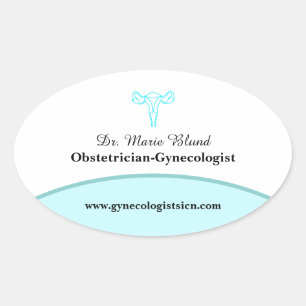 OBGYN Aquamarin Modern Elegant mit QR-Code Ovaler Aufkleber
