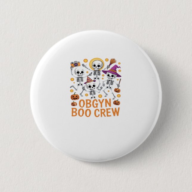 OBGYN Boo Crew Nurse Skeleton Dancing Halloween Sp Button (Vorderseite)