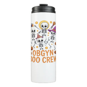 OBGYN Boo Crew Nurse Skeleton Tanz Halloween Sp Thermosbecher