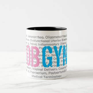 OBGYN Medical Terminology Pink/Blue, 11 Oz weiß Zweifarbige Tasse