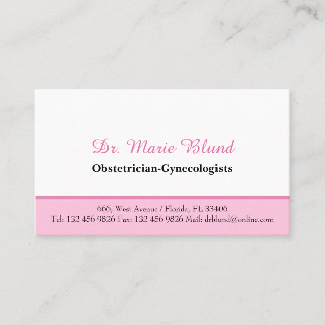 OBGYN Obstetrician Gynecologen Arzt Visitenkarte (Vorderseite)
