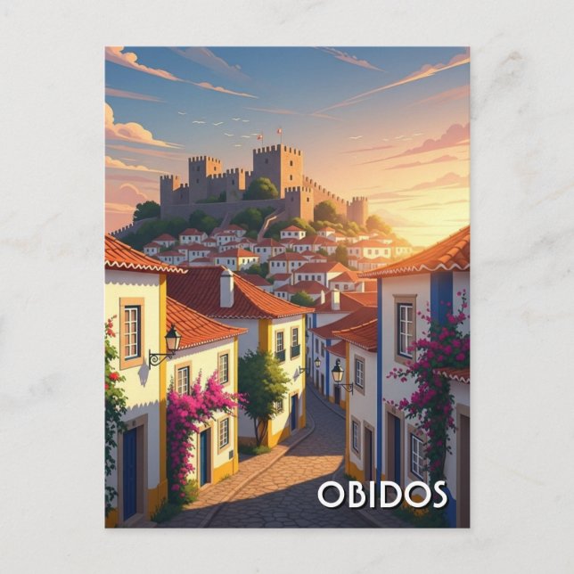 Obidos Portugal Reise Postkarte (Vorderseite)