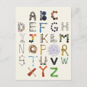 Object Alphabet Postcard   Zurück zur Schule ABC A Postkarte