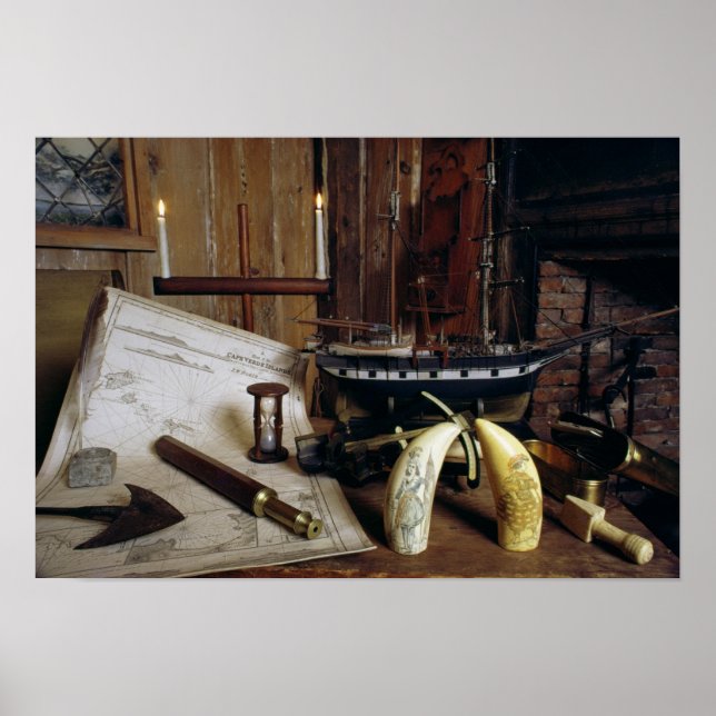 Objekte eines Captain's Desk aus dem 19. Jahrhunde Poster (Vorne)
