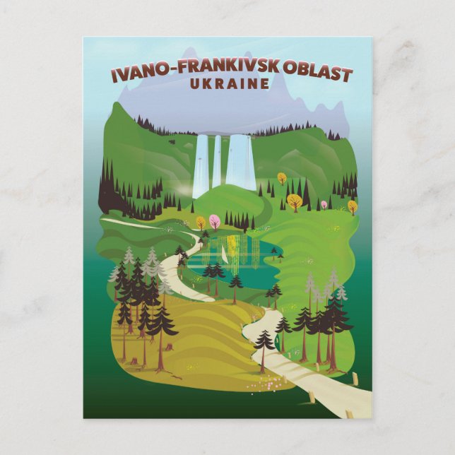 Oblast Ukraine Reiseplakat von Ivano-Frankivsk Postkarte (Vorderseite)