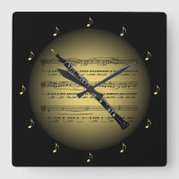 Oboe 3-D Goldkugel ~ Noten ~ Schwarzes BG ~ * ~