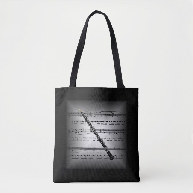 Oboe ~ 3-D Sheet Music ~ Pillow Grau/Black ~ (Vorderseite)