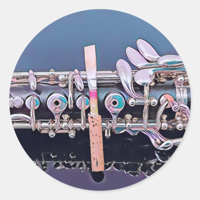 Oboe-Aufkleber Runder Aufkleber (Vorderseite)
