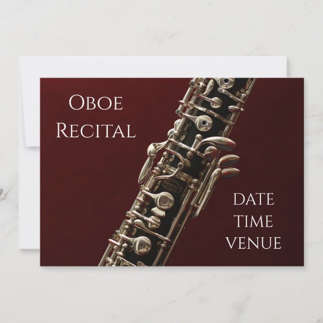 Oboe Erwägungsgrund elegante Konzertleistung Einladung (Vorderseite)