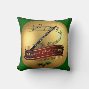 Oboe ~ Frohe Weihnachten & Musikalische Scroll ~ Kissen