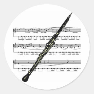 Oboe musical 01 B Runder Aufkleber