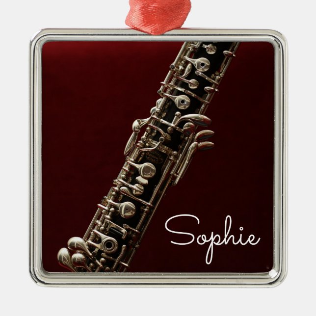 Oboe Name des klassischen Musikinstruments Ornament Aus Metall (Vorne)