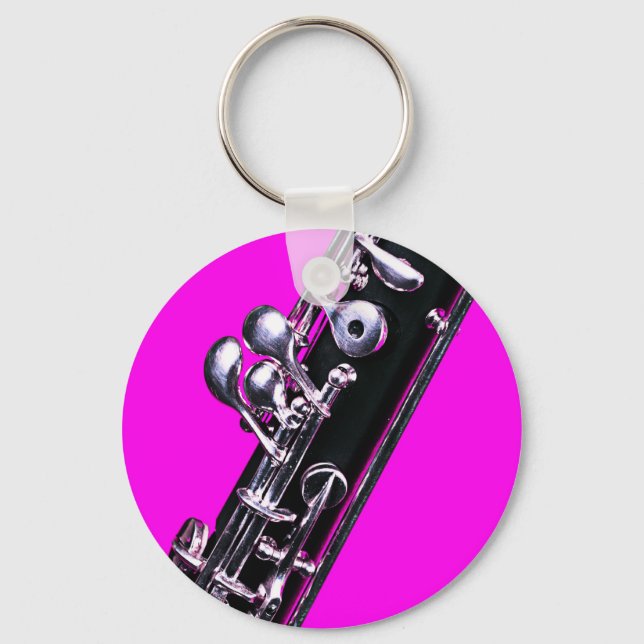 Oboe Picture on Pink Background Schlüsselanhänger (Vorderseite)