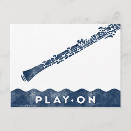 Oboe Postcard - Vintag Retro Navy Blue White Postkarte