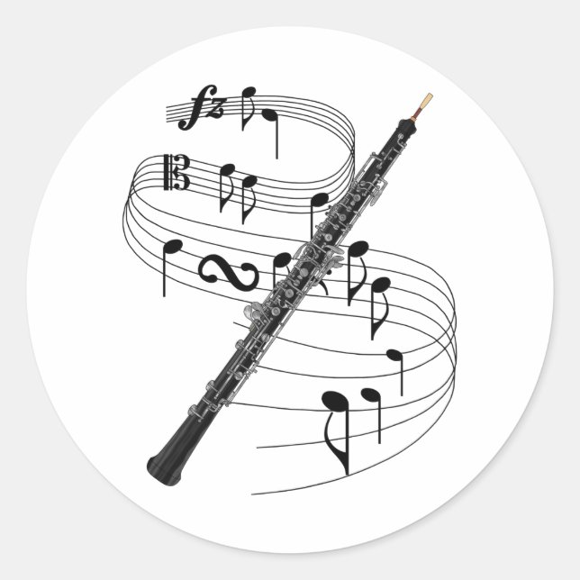 Oboe Runder Aufkleber (Vorderseite)