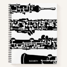 Oboe Spiral Notebook in Schwarz und Weiß